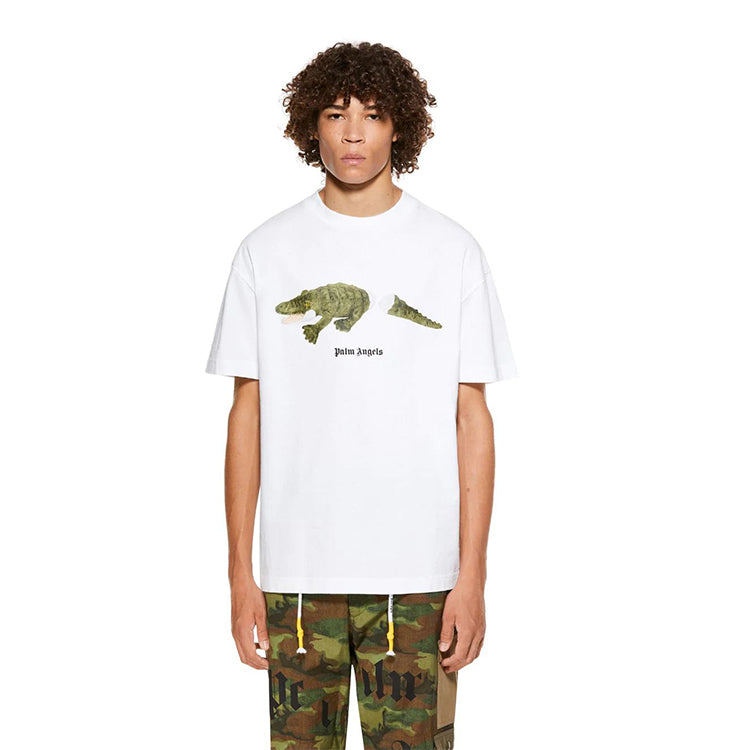 Men's PALM ANGELS Printing Short Sleeve White PMAA001E20JER0130155