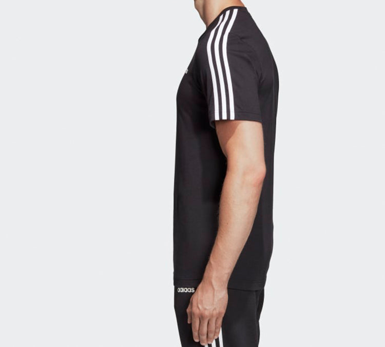 adidas Stripe Casual Sports Round Neck Short Sleeve Black DQ3113