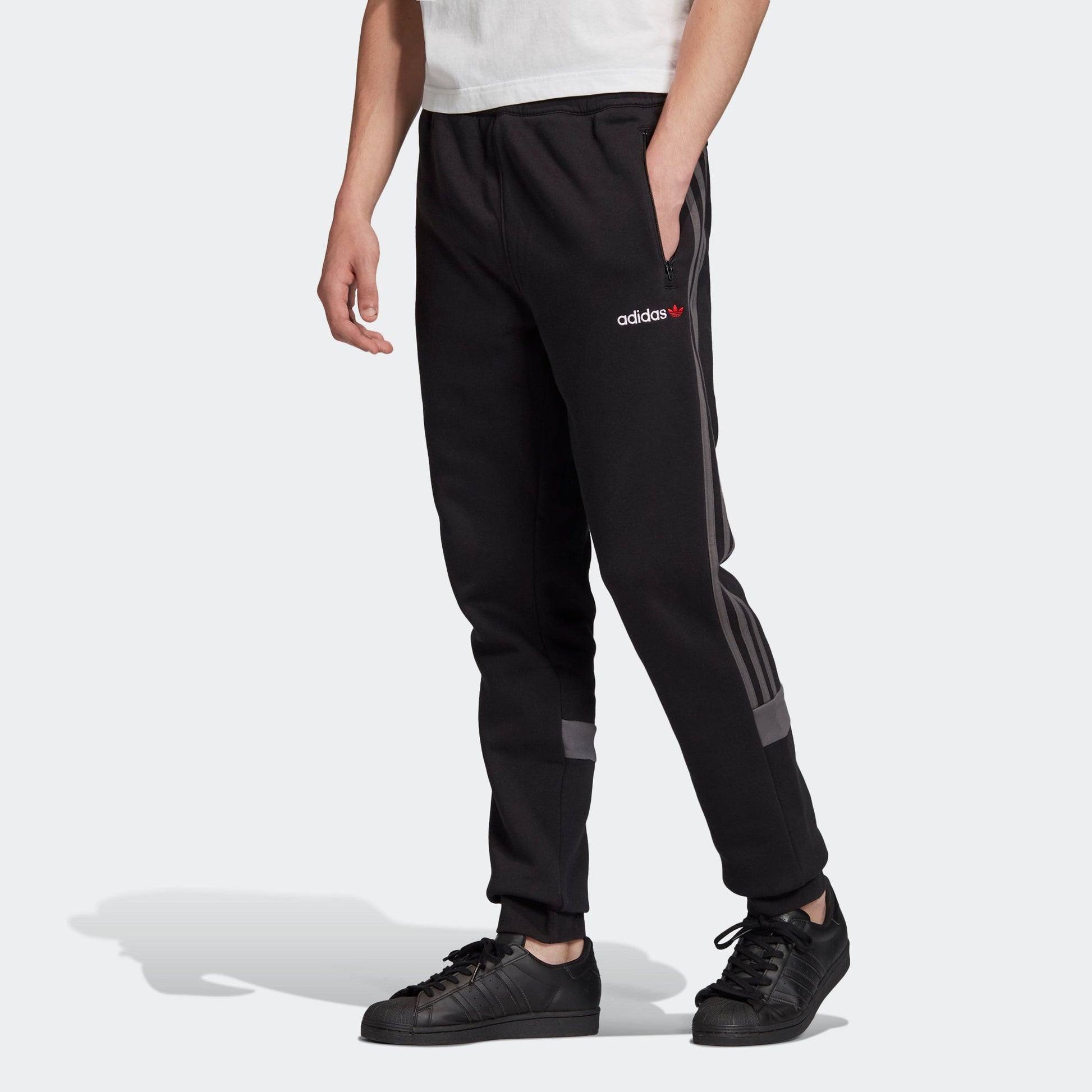adidas originals Linear logo Casual Sports Pants Black FT9278