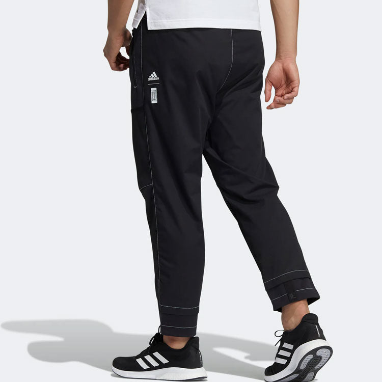 adidas Side Logo Knit Athleisure Casual Sports Pants Black HE5141