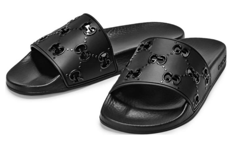 (WMNS) Gucci Rubber GG Slide 'Black' 573922-JDR00-1000