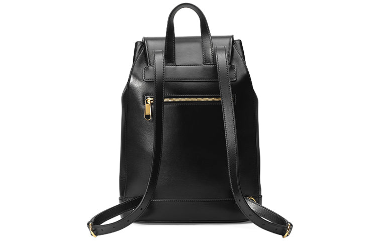 Gucci Horsebit 1955 Retro Gold buckle Leather Large Capacity schoolbag Backpack Unisex / Black Classic 620849-0YK0G-1000