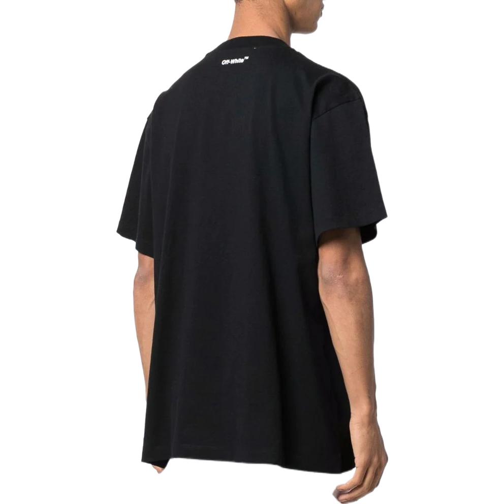 Men's Off-White SS22 Solid Color Character Pattern Printing Short Sleeve Loose Fit Black T-Shirt OMAA038C99JER00210451045