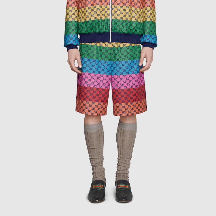Gucci SS21 Multicolor Double G Alphabet Pattern Lacing Knit Shorts 661176-XJDLP-4206