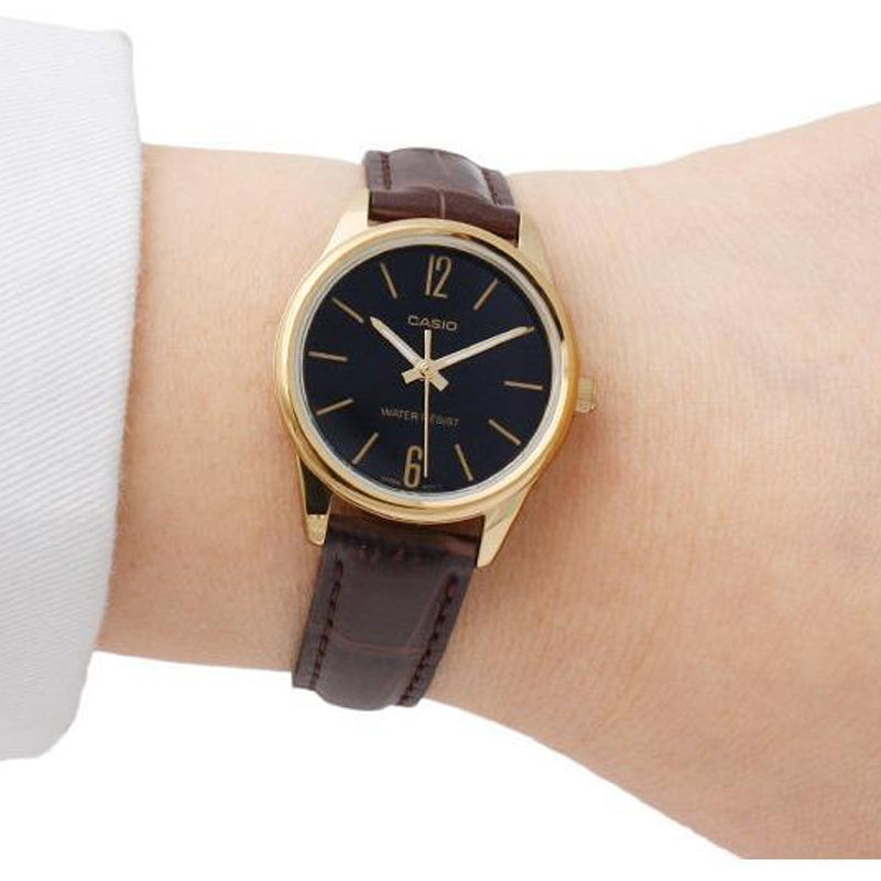 CASIO DRESS Series Wrist /Black Quartz Waterproof Brown Analog LTP-V005GL-1BUDF
