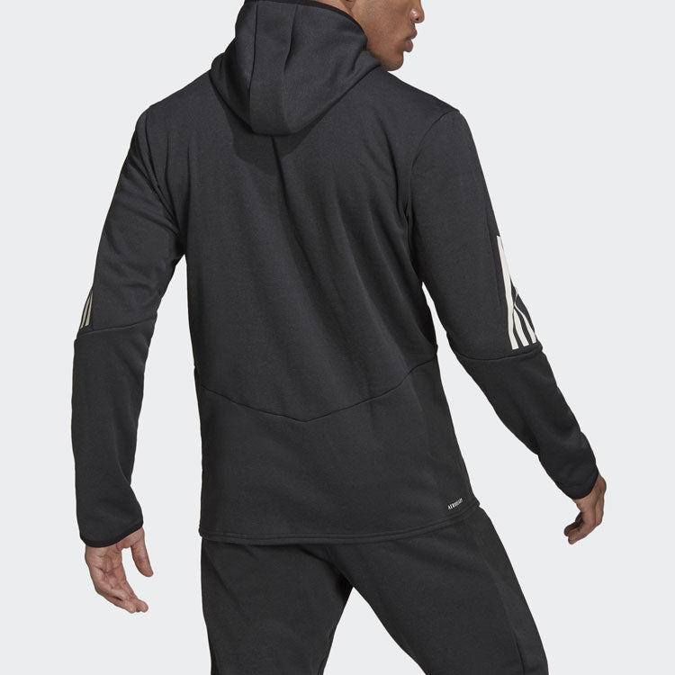 Men's adidas Stripe Zipper Hooded Jacket Black HC3060