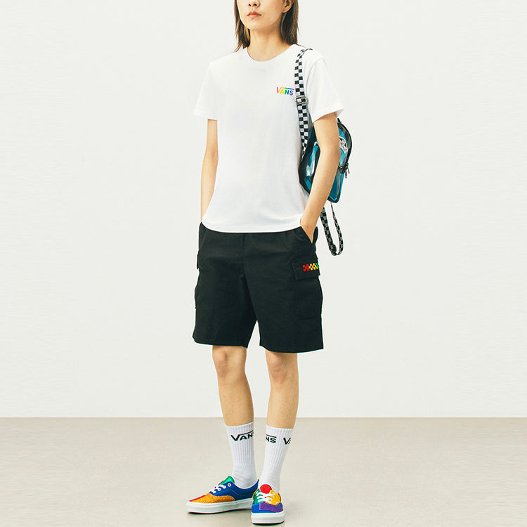 (WMNS) Vans Rainbow Alphabet Printing Round Neck Short Sleeve White VN0A5EUQWHT