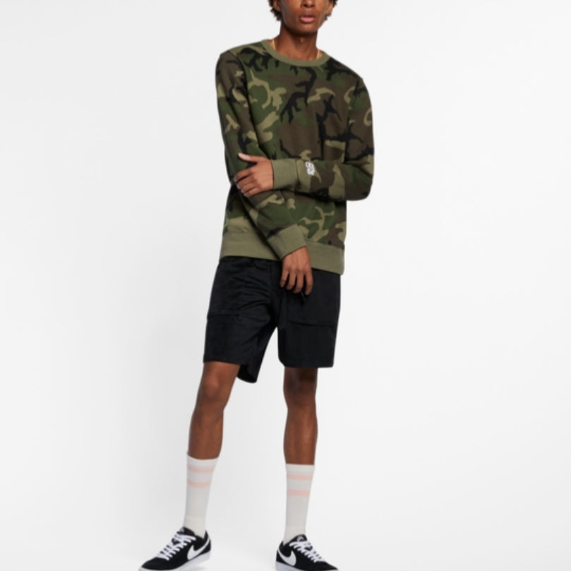 Nike Casual Sports Fleece Crew Neck Pullover Men's Olive Green CN5374-222