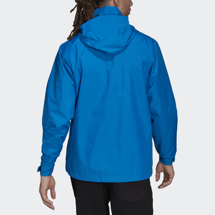 adidas Solid Color Logo Alphabet Printing Hooded Jacket Blue HA2305