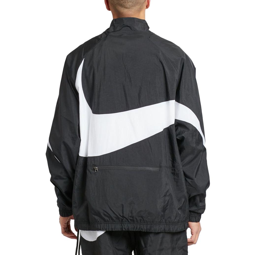Nike Swoosh Half Zip Woven Jacket 'Black White' AJ2696-010