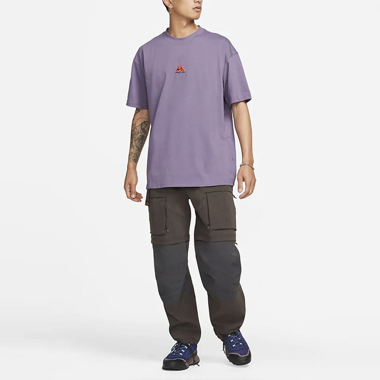 Nike ACG Solid Color Small Logo Round Neck Casual Short Sleeve Purple DQ1816-553