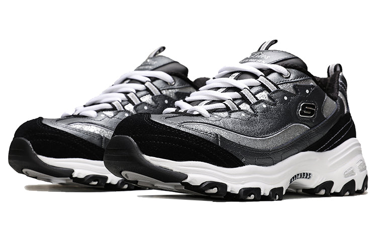 (WMNS) Skechers D'Lites 1.0 Low-Top Running Shoes Black/Silver 13155-BKSL