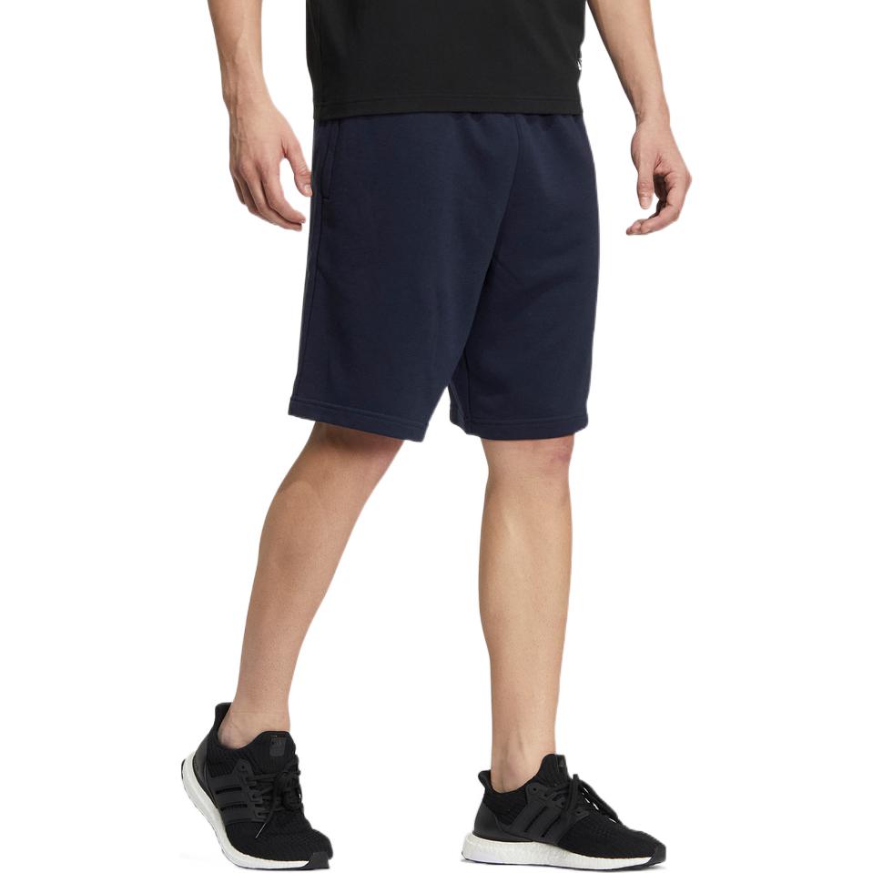 Men's adidas Solid Color Logo Printing Lacing Straight Shorts Blue HS4390