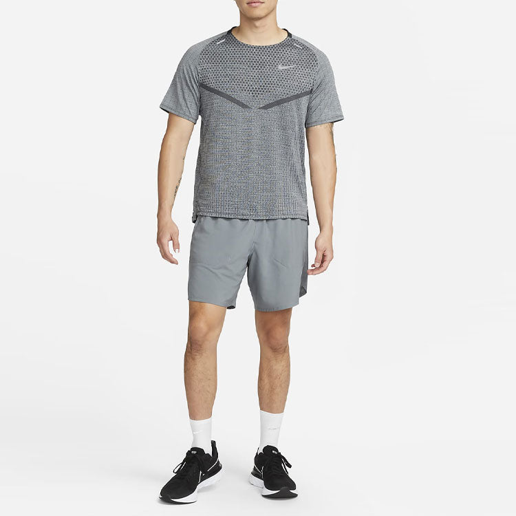 Men's Nike Dri-FIT ADV TechKnit Ultra Solid Color Reflective Running Sports Short Sleeve Gray DM4754-010