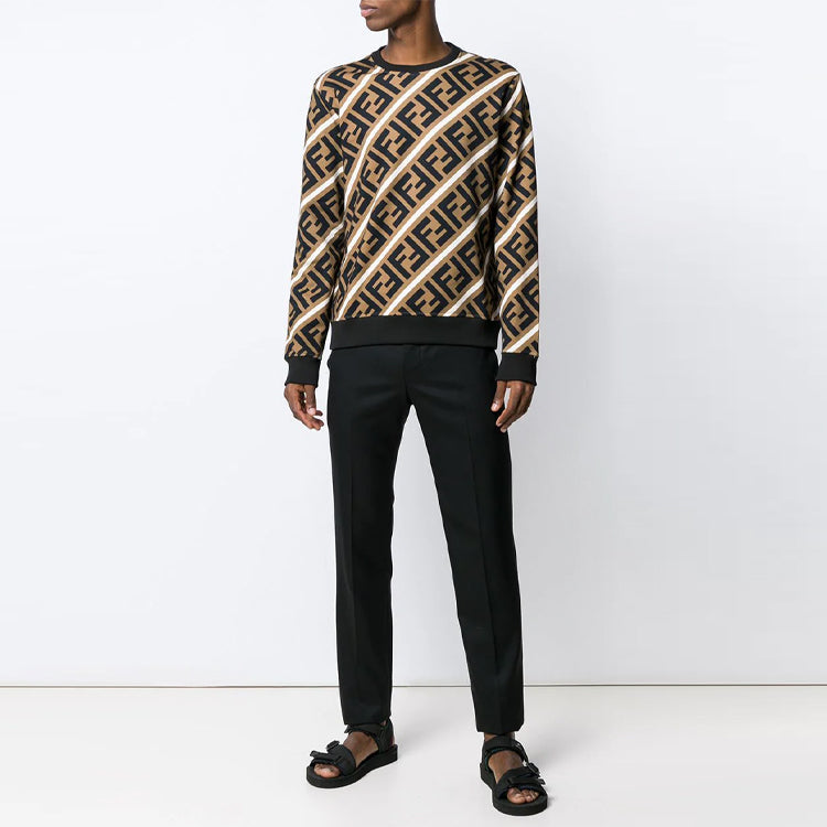FENDI Logo Cotton Colorblock Sports 'Brown' FY0944A7A9F13J3