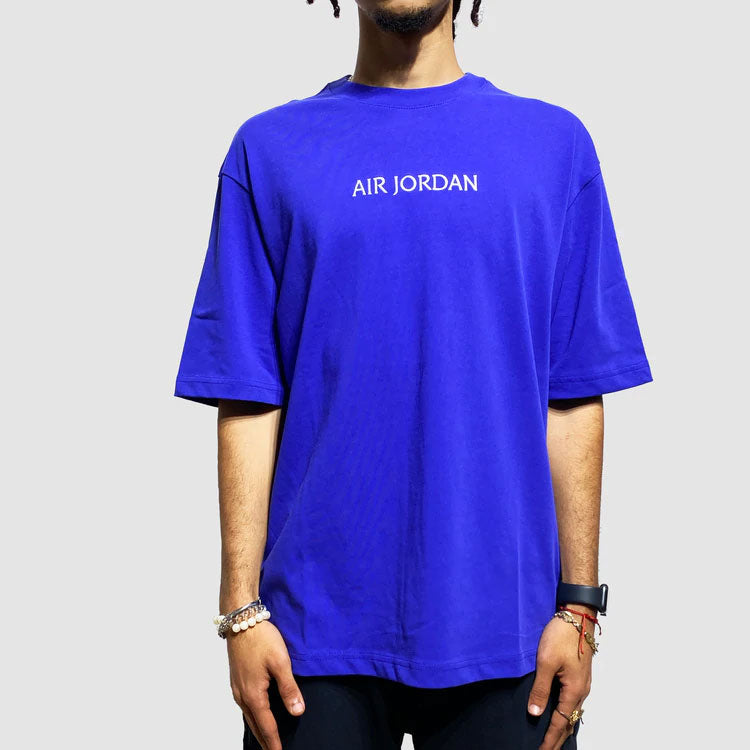 Air Jordan Embroidered Round Neck Sports Short Sleeve T-Shirt Men's Blue DO6098-432