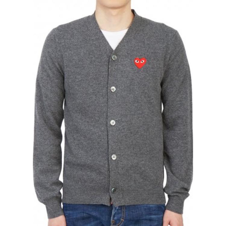 COMME des GARCONS PLAY Cardigan Red Emblem 'Grey' AZ-N008-051-3