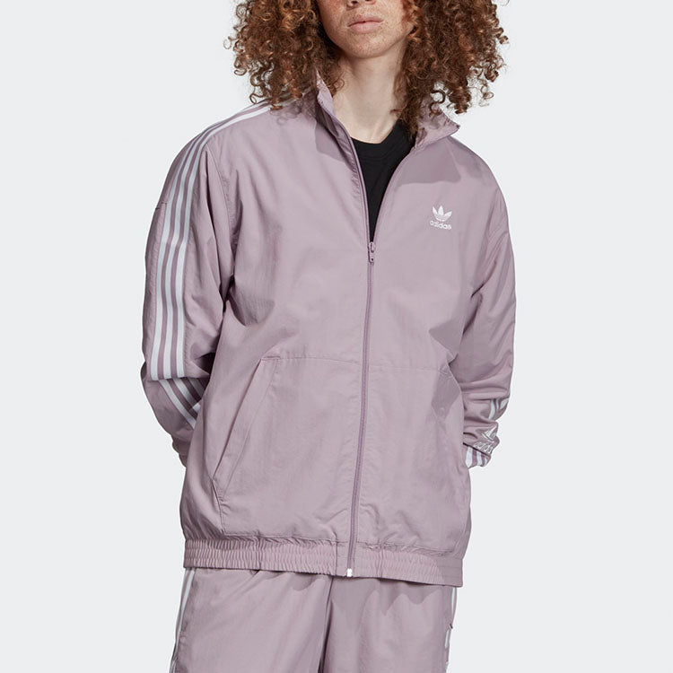 adidas originals Zipper Casual Sports Jacket Purple Gray ED6094