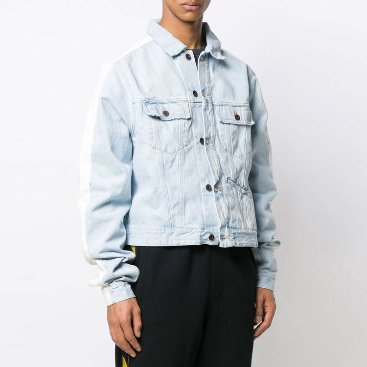 Off-White Splicing Sleeve Denim Jacket Washed White OMYE026S193860017100