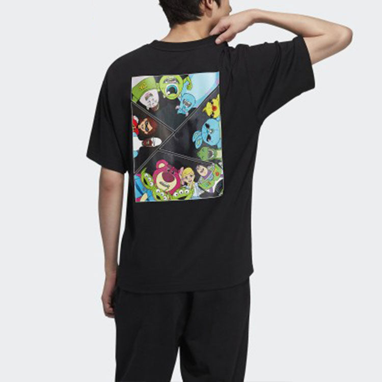 adidas originals Sports Leisure Back Print Round Collar Short Sleeve Men's Black HC6923