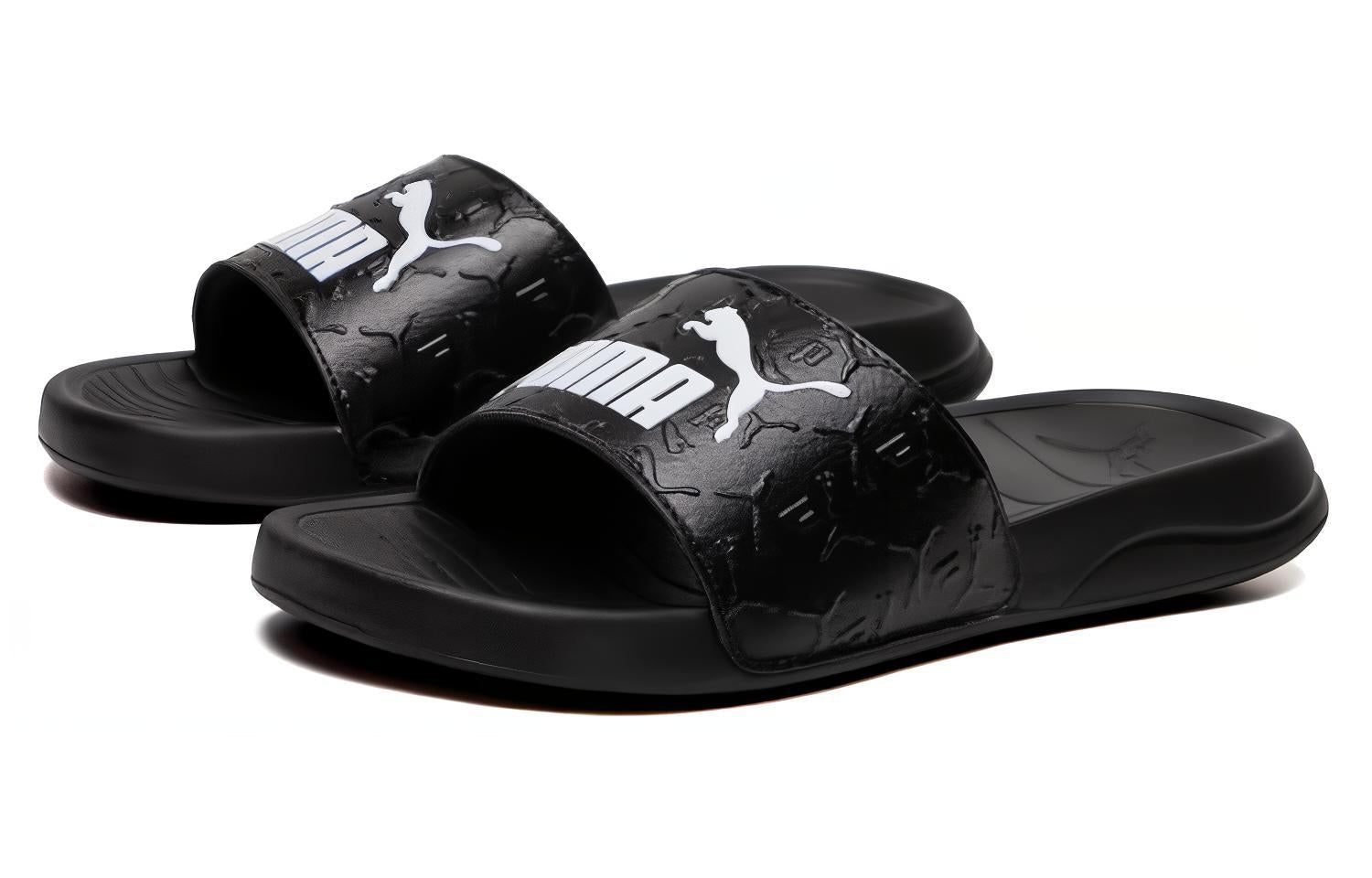 PUMA Popcat 20 Superlogo Slides 'Black White' 395420-01