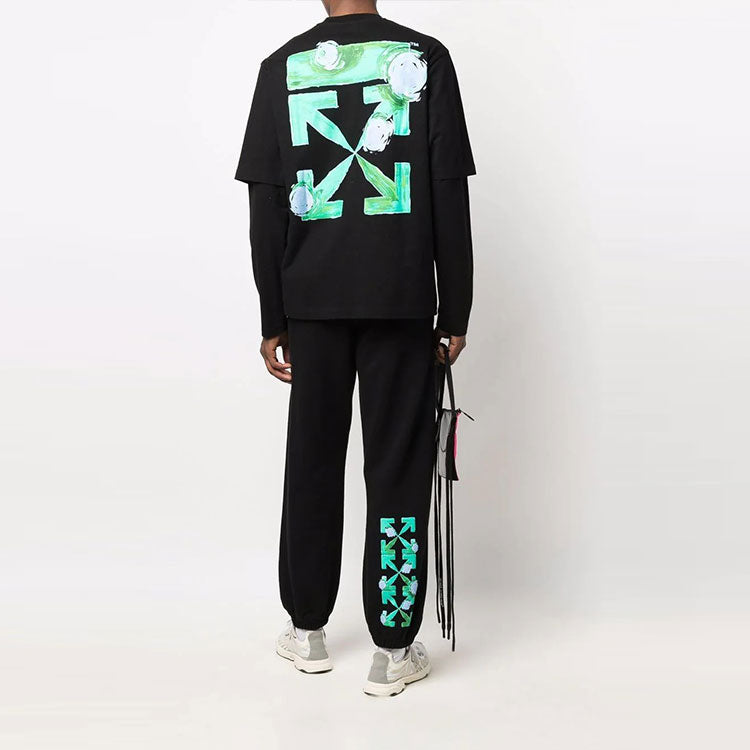 Men's Off-White FW21 Arrow Pattern Sports Pants/Trousers/Joggers Black OMCH029F21FLE0031084