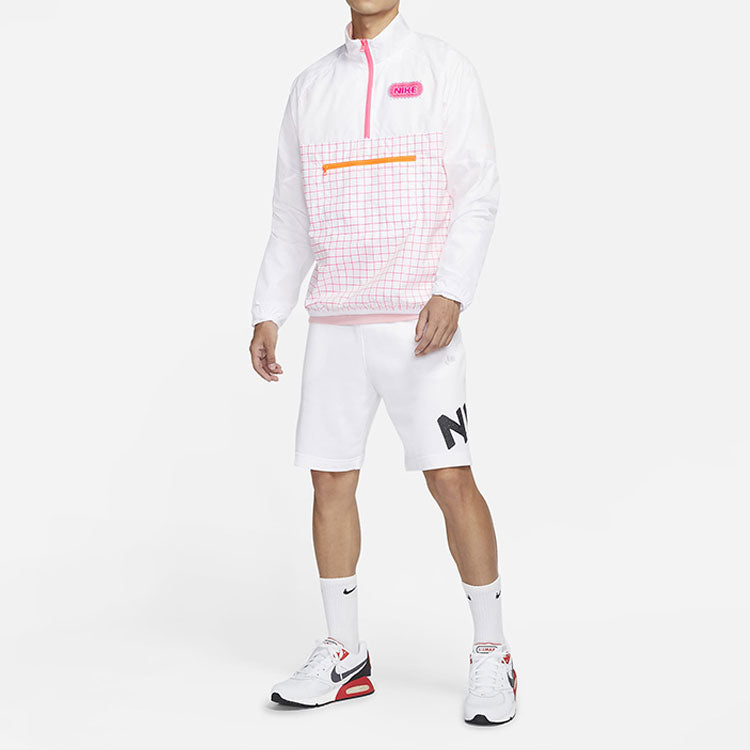 Nike Sportswear Logo Printing Half Zipper Stand Collar Jacket White DO6938-100