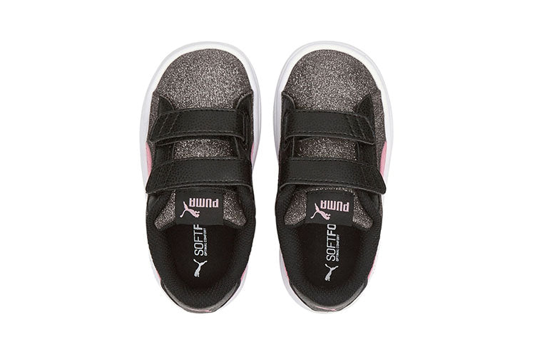 (TD) PUMA Smash V2 Glitz Glam Leisure Board Shoes Pink/Black 367380-18