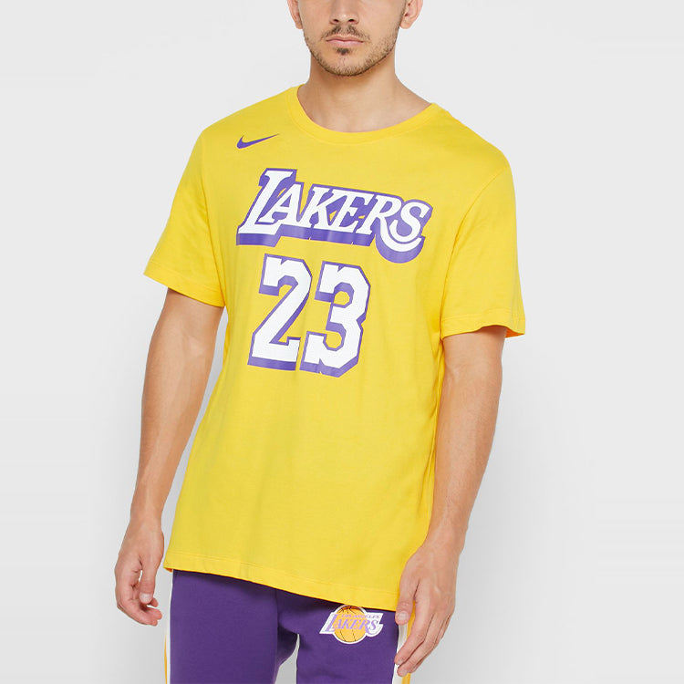 Nike NBA Lakers Basketball Sports Short Sleeve LeBron James 23 Yellow BV8795-705
