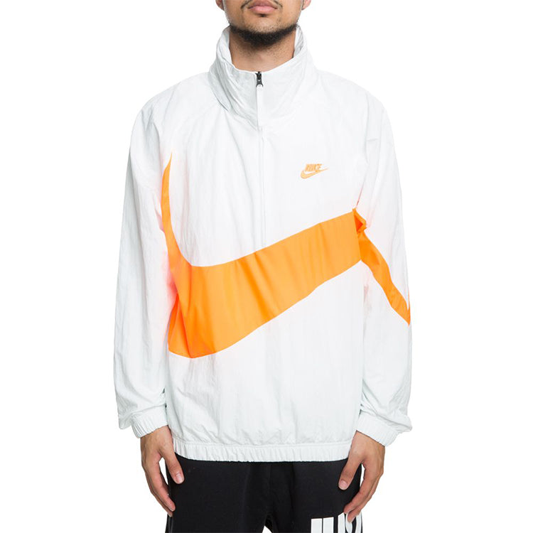Nike Big Swoosh Half Zipper Jacket White Orange AJ1404-123