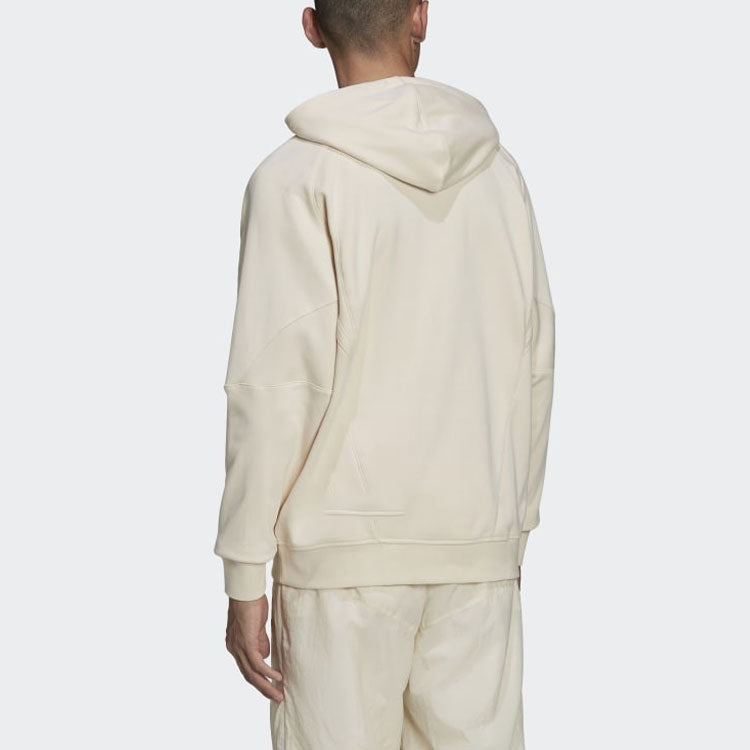 Men's adidas originals Solid Color Chest Logo Printing Pullover Hooded Long Sleeves Beige HF5677