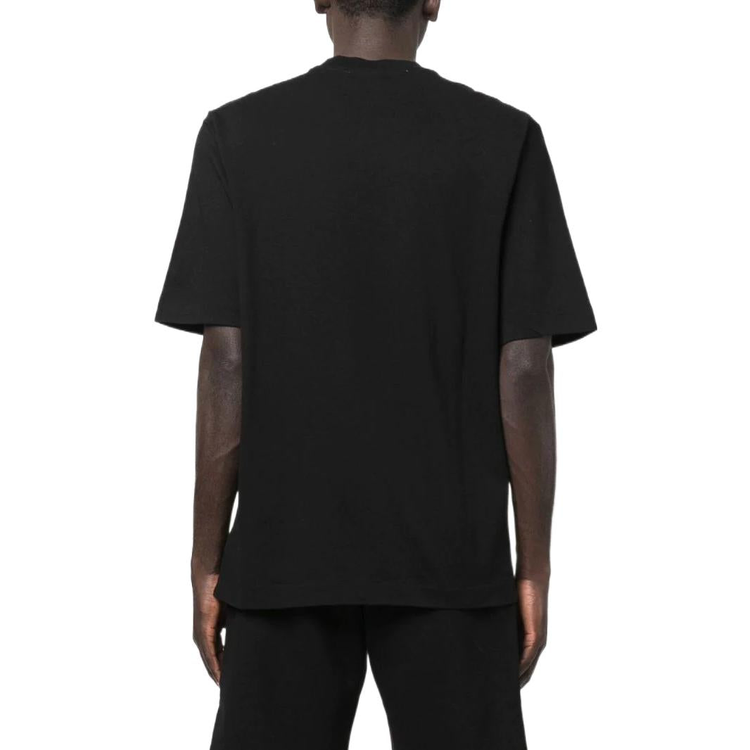 Men's Off-White SS22 Solid Color Logo Embroidered Short Sleeve Black T-Shirt OMAA119C99JER00210011001