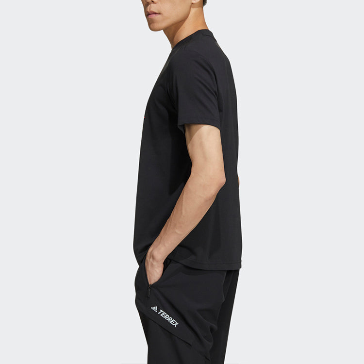 adidas Xplr Blessing T Outdoor Sports Printing Short Sleeve Black GE9946