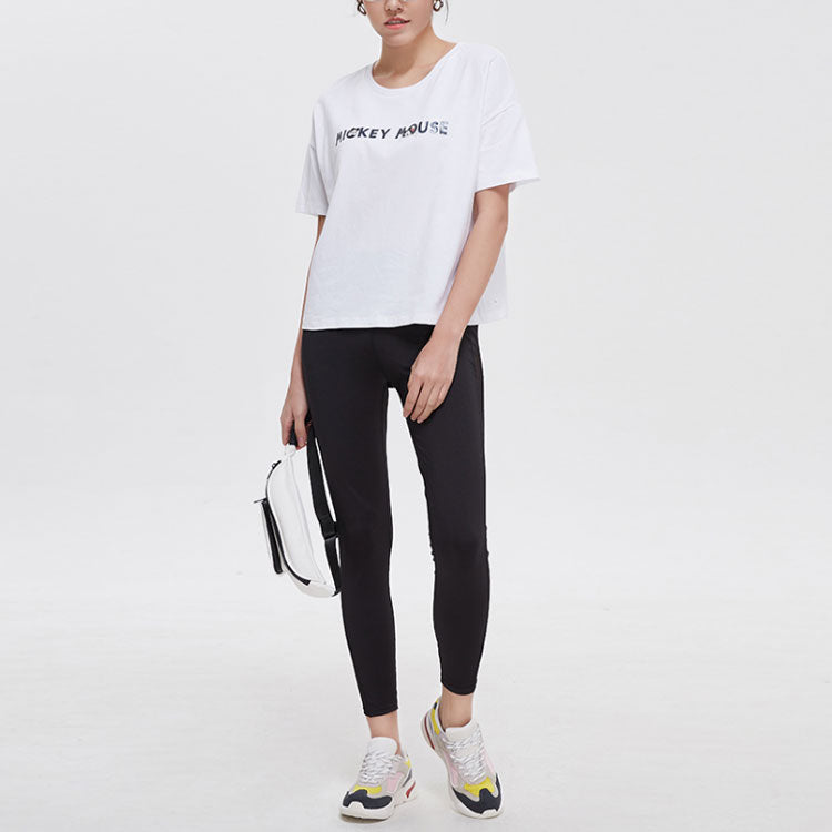 Li-Ning x Disney Crossover Sports Fashion Series Loose Round Neck Short Sleeve White AHSP402-4