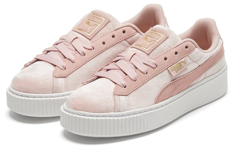 (WMNS) PUMA Platform Velvet Pink/White Low Casual Board Shoes 373935-02