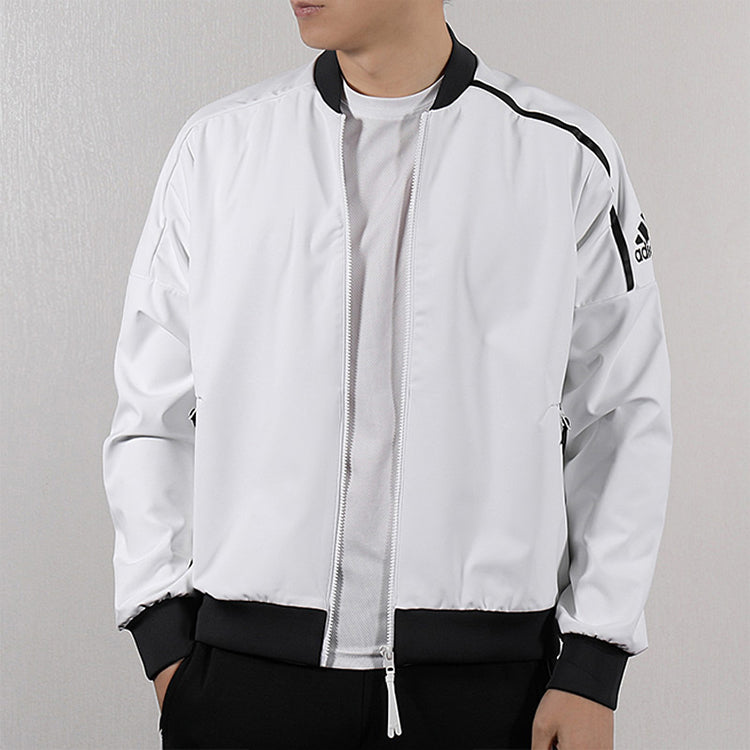 adidas Athleisure Casual Sports Stand Collar baseball uniform Jacket White DW5720