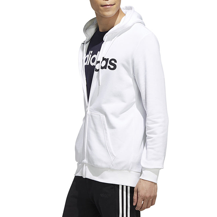 adidas Hooded Jacket Sports Coat Men White EJ7056