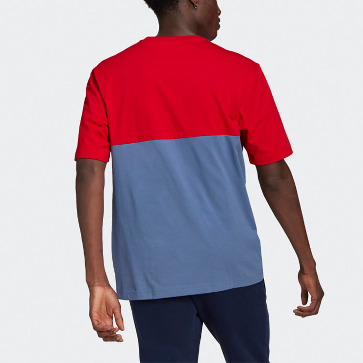 adidas originals Embroidered Logo Contrasting Colors Round Neck Short Sleeve Blue Red GN3503