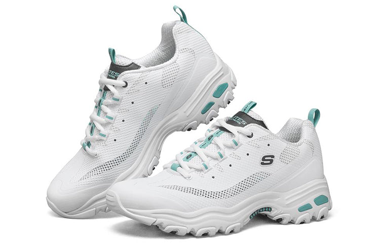 Skechers D Lites 1.0 Low Running Shoes White/Green 888014-WGR