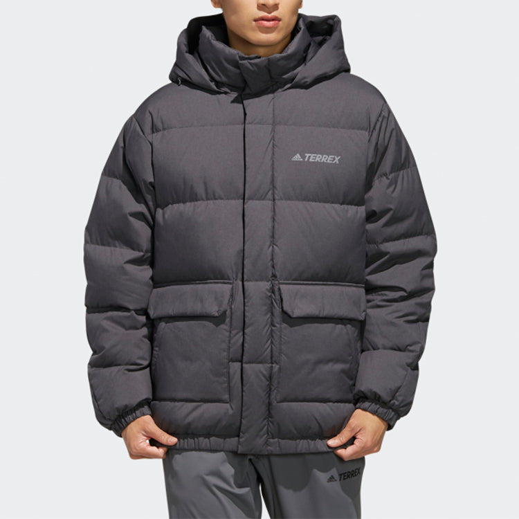 adidas Xplr Sh Dwn Jkt Outdoor Woven Detachable hooded down Jacket Black FJ9230