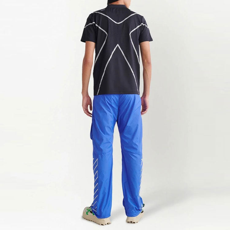 Men's Off-White FW22 Logo Arrow Pattern Printing Short Sleeve Slim Fit Black T-Shirt OMVA030S22FAB0011001
