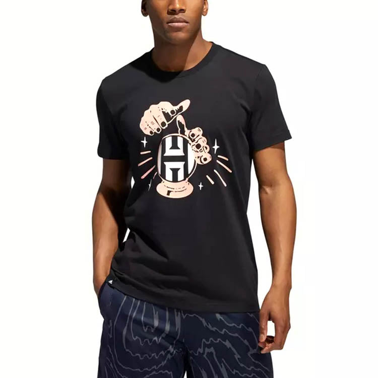 Men's adidas Hrdn Swag Verb James Harden Basketball Sports Printing Round Neck Short Sleeve Black T-Shirt DX6926