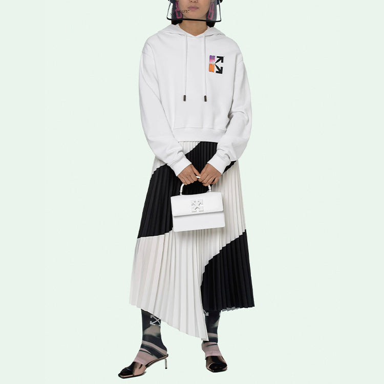 Off-White SS21 Gradient Arrow Printing hooded Pullover Casual Ordinary Version Unisex White OWBB016R21JER0010184