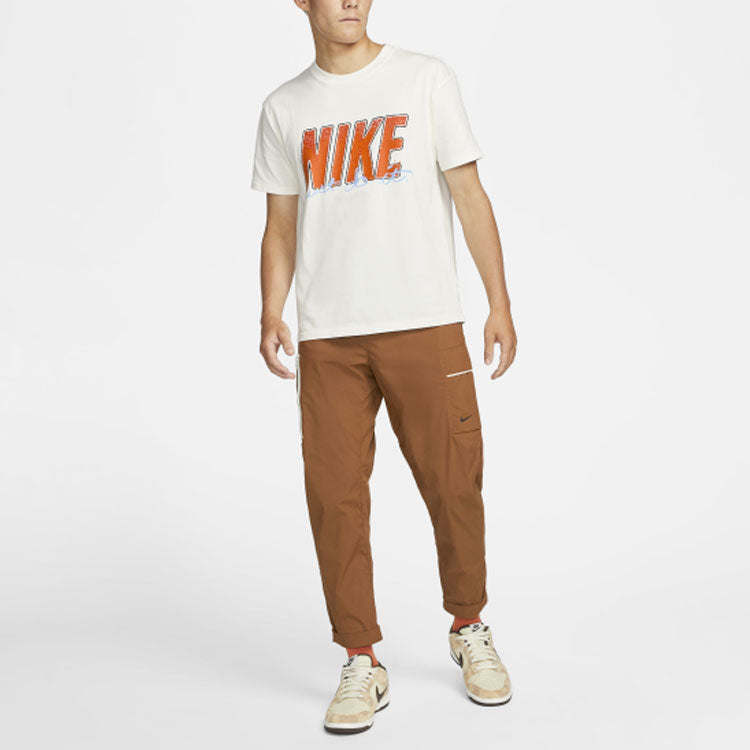 Nike Solid Color Large Logo Printing Breathable Short Sleeve White DO6369-133