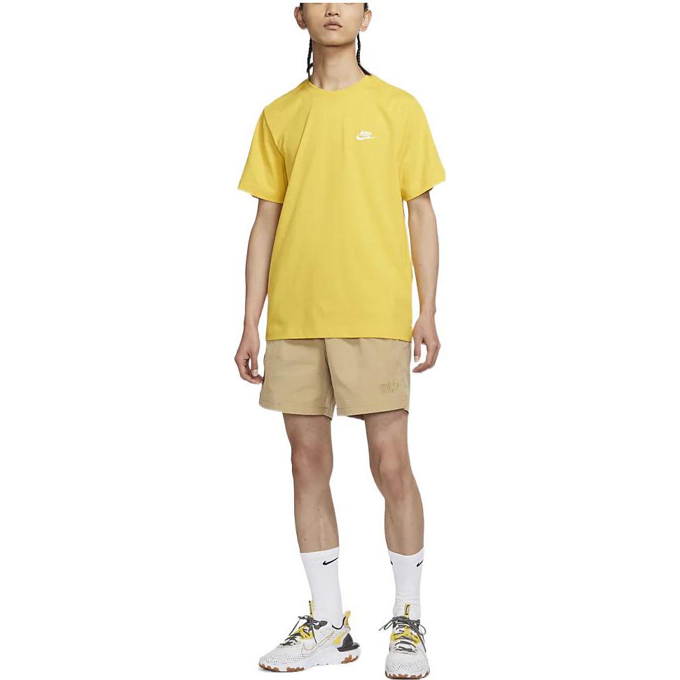 Nike Solid Color Embroidered Small Round Neck Short Sleeve Yellow AR4999-709