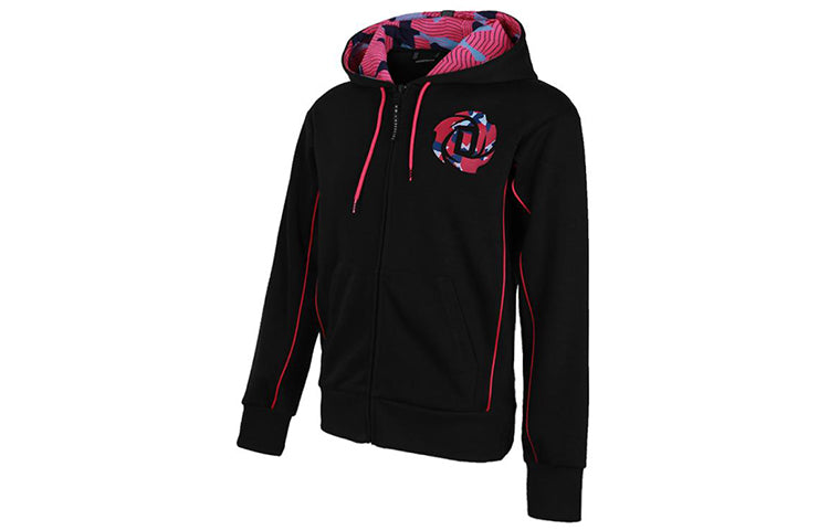adidas Basketball Sports Printing Knit Hooded Jacket Black FM0024