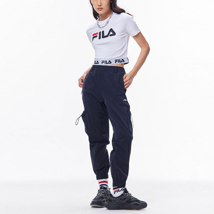 (WMNS) FILA Logo Print Short Sports Short Sleeve White F51W138105F-WT