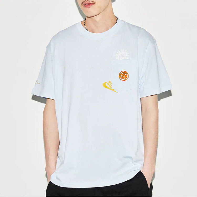 Men's Nike Printing Pocket Casual Short Sleeve Blue T-Shirt DR7967-441