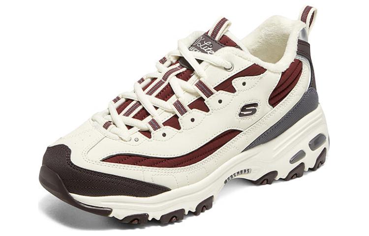 (WMNS) Skechers D'Lites Zip Along Shoes 'White Burgundy Grey' 896269-NTMT