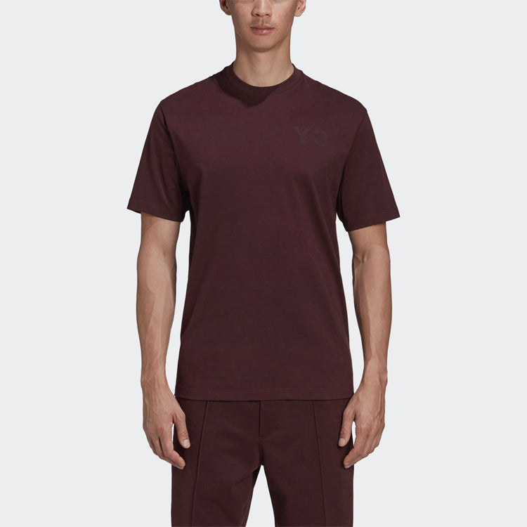 Men's Y-3 Casual Logo Round Neck Short Sleeve Red T-Shirt GK4504